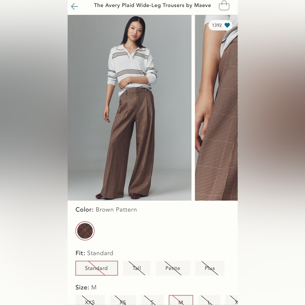 The Avery Plaid Wide-Leg Trousers by Maeve